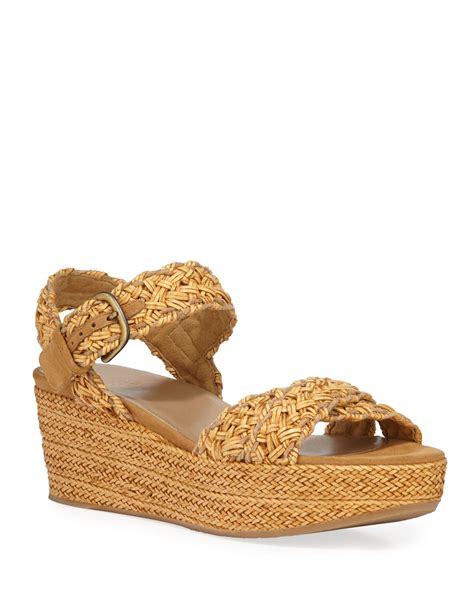 Woven raffia platform sandals 